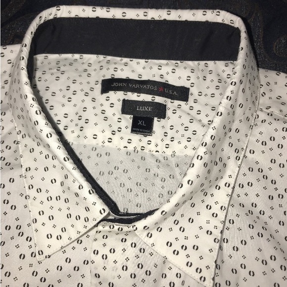 John Varvatos White and Black Patterned Men's Shirt - Picture 3 of 4
